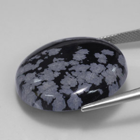 Ossidiana fiocco di neve naturale nero da 28,56 ct, taglio rotondo, opaco