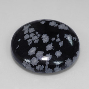 Ossidiana fiocco di neve naturale nero da 25,36 ct, taglio rotondo, opaco