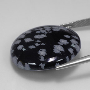 Ossidiana fiocco di neve naturale nero da 25,36 ct, taglio rotondo, opaco