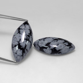 Gemme di Ossidiana fiocco di neve Nero grigio-bianco naturale da  ct, Taglio marquise, Opaco