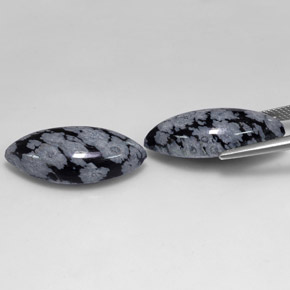 Gemme di Ossidiana fiocco di neve Nero grigio-bianco naturale da  ct, Taglio marquise, Opaco