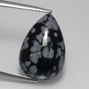 Ossidiana fiocco di neve naturale multicolore da 6,26 ct, taglio a pera, opaco