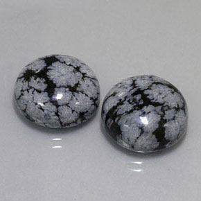 Ossidiana fiocco di neve naturale nero da  ct, taglio rotondo, opaco