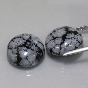 Ossidiana fiocco di neve naturale nero da  ct, taglio rotondo, opaco