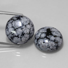 Ossidiana fiocco di neve naturale nero da  ct, taglio rotondo, opaco