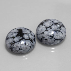 Ossidiana fiocco di neve naturale nero da  ct, taglio rotondo, opaco