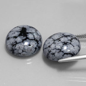 Ossidiana fiocco di neve naturale nero da  ct, taglio rotondo, opaco