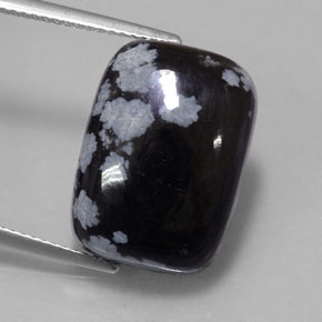 Ossidiana fiocco di neve naturale nero da 12,25 ct, taglio a cuscino, opaco