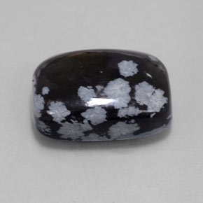 Ossidiana fiocco di neve naturale nero da 12,25 ct, taglio a cuscino, opaco