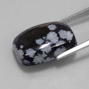 Ossidiana fiocco di neve naturale nero da 12,25 ct, taglio a cuscino, opaco