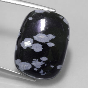 Ossidiana fiocco di neve naturale nero da 14,24 ct, taglio a cuscino, opaco