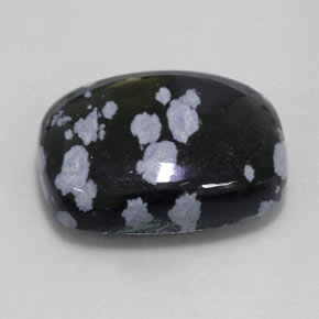 Ossidiana fiocco di neve naturale nero da 14,24 ct, taglio a cuscino, opaco