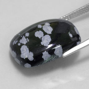 Ossidiana fiocco di neve naturale nero da 14,24 ct, taglio a cuscino, opaco