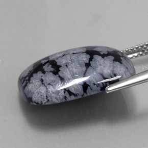 Ossidiana fiocco di neve Nero grigio-bianco naturale da 10.02 ct, Taglio a cuscino, Opaco