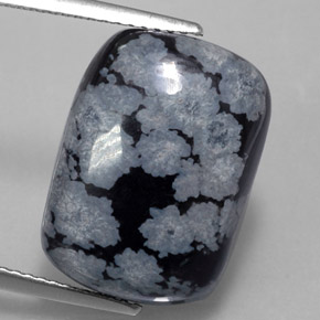 Ossidiana fiocco di neve naturale nero da 11,41 ct, taglio a cuscino, opaco