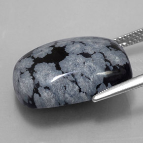 Ossidiana fiocco di neve naturale nero da 11,41 ct, taglio a cuscino, opaco