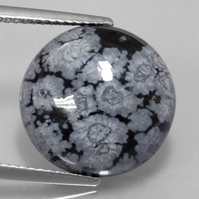 Ossidiana fiocco di neve naturale multicolore da 8,74 ct, taglio rotondo, opaco