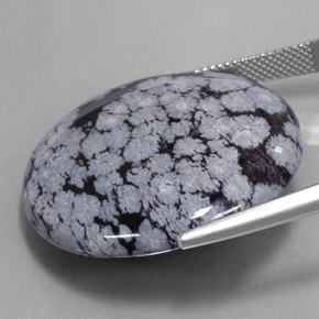 Ossidiana fiocco di neve naturale nero da 35,88 ct, taglio rotondo, opaco