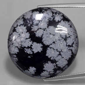 Ossidiana fiocco di neve naturale nero da 29,16 ct, taglio rotondo, opaco