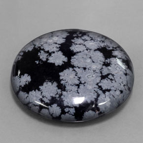 Ossidiana fiocco di neve naturale nero da 29,16 ct, taglio rotondo, opaco