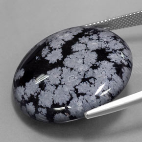 Ossidiana fiocco di neve naturale nero da 29,16 ct, taglio rotondo, opaco