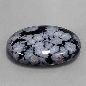 Ossidiana fiocco di neve naturale nero da 22,37 ct, taglio ovale, opaco