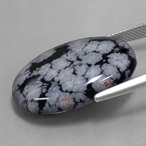 Ossidiana fiocco di neve naturale nero da 22,37 ct, taglio ovale, opaco