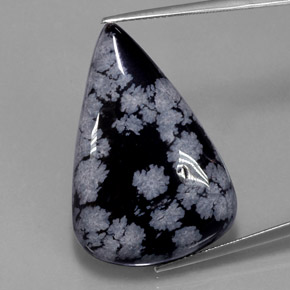 Ossidiana fiocco di neve naturale multicolore da 28,43 ct, taglio a pera, opaco