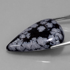 Ossidiana fiocco di neve naturale multicolore da 28,43 ct, taglio a pera, opaco