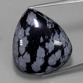 Ossidiana fiocco di neve naturale nero da 34,56 ct, taglio a pera, opaco