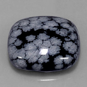Ossidiana fiocco di neve naturale nero da 29,46 ct, taglio a cuscino, opaco