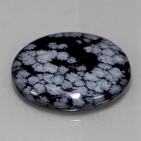 Ossidiana fiocco di neve naturale nero da 48,46 ct, taglio ovale, opaco