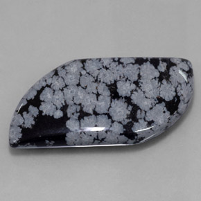 Ossidiana fiocco di neve naturale nero da 49,62 ct, forma fantasia, opaco