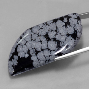 Ossidiana fiocco di neve naturale nero da 49,62 ct, forma fantasia, opaco