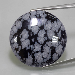 Ossidiana fiocco di neve naturale nero da 31,32 ct, taglio rotondo, opaco
