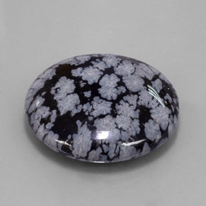 Ossidiana fiocco di neve naturale nero da 31,32 ct, taglio rotondo, opaco