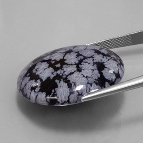 Ossidiana fiocco di neve naturale nero da 31,32 ct, taglio rotondo, opaco