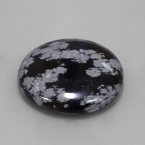 Ossidiana fiocco di neve naturale nero da 25,93 ct, taglio rotondo, opaco