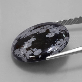 Ossidiana fiocco di neve naturale nero da 25,93 ct, taglio rotondo, opaco