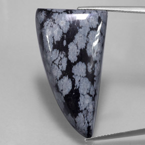 Ossidiana fiocco di neve naturale nero da 31,95 ct, forma fantasia, opaco