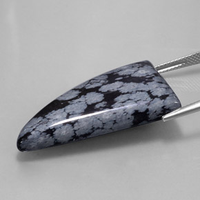 Ossidiana fiocco di neve naturale nero da 31,95 ct, forma fantasia, opaco