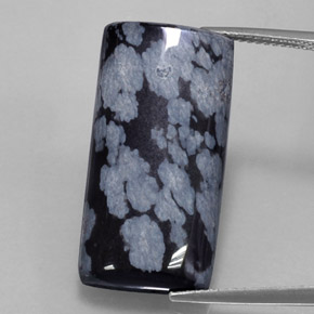 Ossidiana fiocco di neve naturale nero da 15,68 ct, baguette, opaco