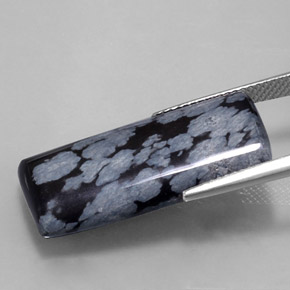 Ossidiana fiocco di neve naturale nero da 15,68 ct, baguette, opaco