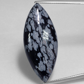 Ossidiana fiocco di neve naturale nero da 19,75 ct, marchesa, opaco