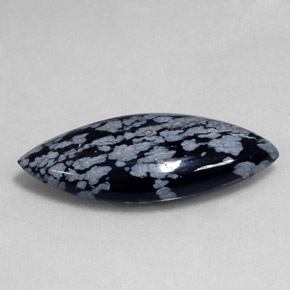 Ossidiana fiocco di neve naturale nero da 19,75 ct, marchesa, opaco
