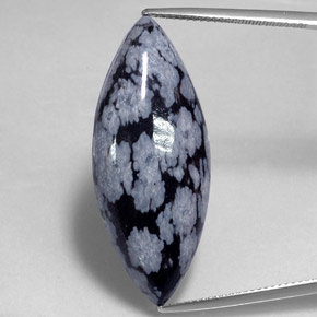 Ossidiana fiocco di neve Nero grigio-bianco naturale da 19.85 ct, Taglio marquise, Opaco