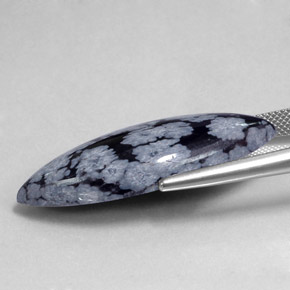 Ossidiana fiocco di neve Nero grigio-bianco naturale da 19.85 ct, Taglio marquise, Opaco