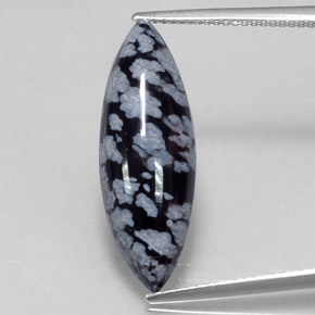 Ossidiana fiocco di neve naturale nero da 6,42 ct, marchesa, opaco
