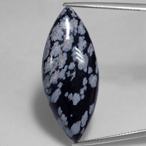 Ossidiana fiocco di neve naturale nero da 19,40 ct, marchesa, opaco