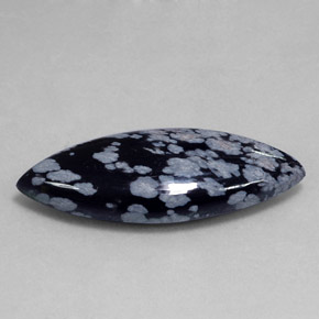 Ossidiana fiocco di neve naturale nero da 19,40 ct, marchesa, opaco